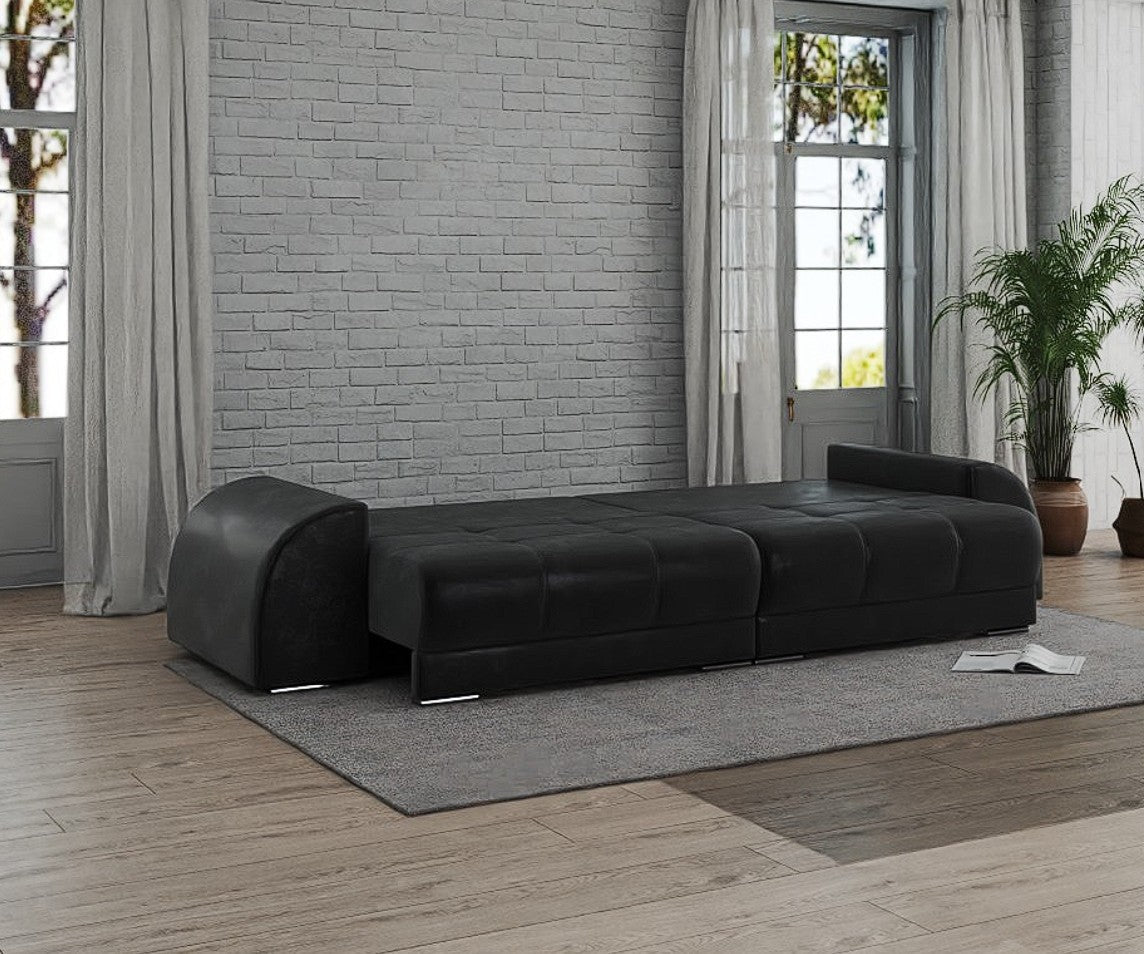 Canapea extensibilă dumonde cu 2 lăzi de depozitare si sezut confortabil din spuma HR, Verona Madagaskar Black 310x100 cm Fabrica