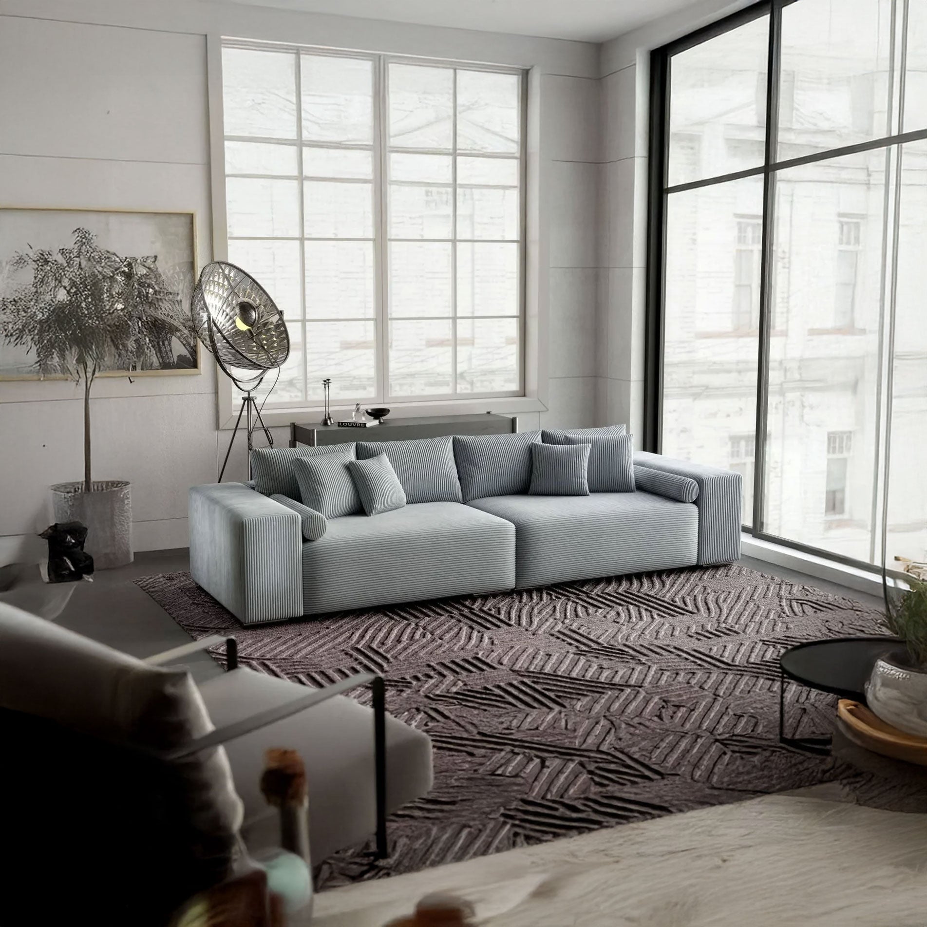 Canapea extensibilă dumonde cu ladă de depozitare si sezut confortabil din spuma HR, Marbela Zoom Grey XXL 295x100 cm fabrica