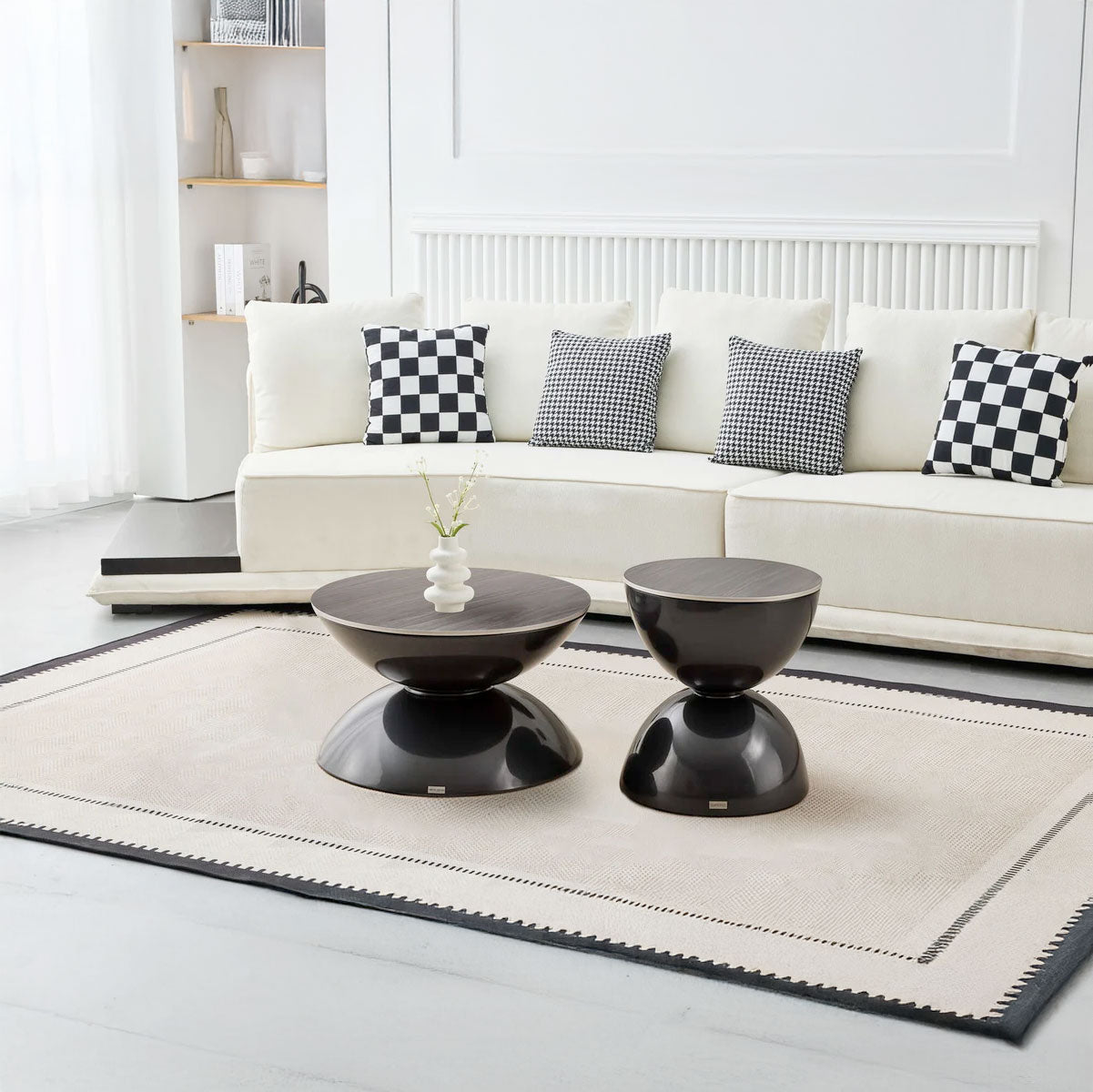 Set 2 mese dumonde cu picioare metalice si blat ceramic si blat lemn Onyx 70x70 cm