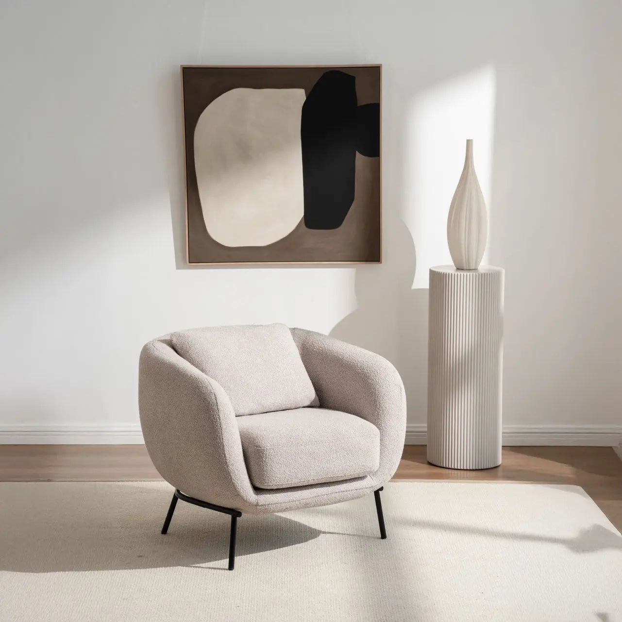 Fotoliu dumonde tapitat Bej modern Mateo 77x83cm ULK