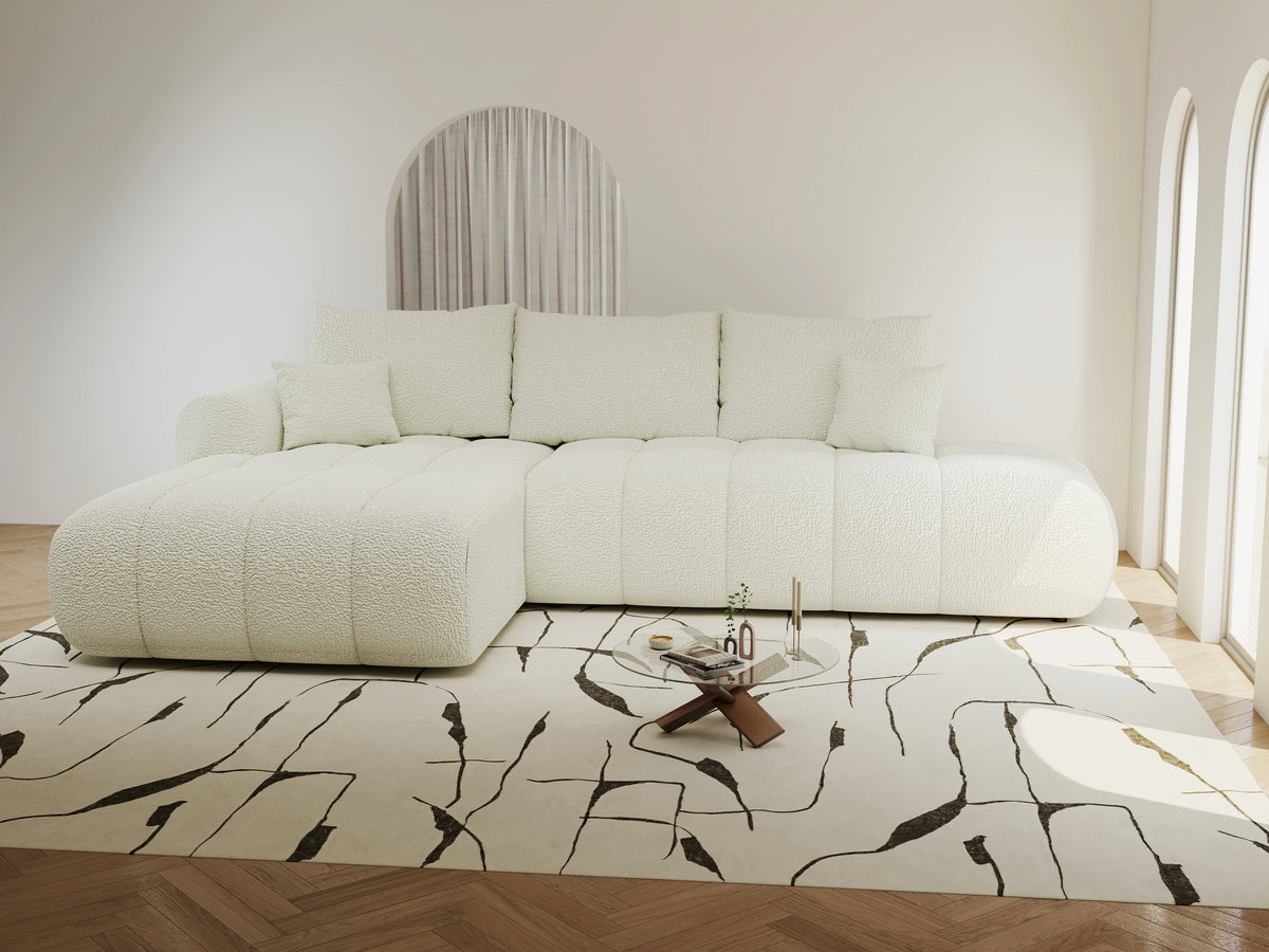 Colțar extensibil dumonde Milano L cu un braț Jaguar 01 Ivory 276x175 cm – vedere 6