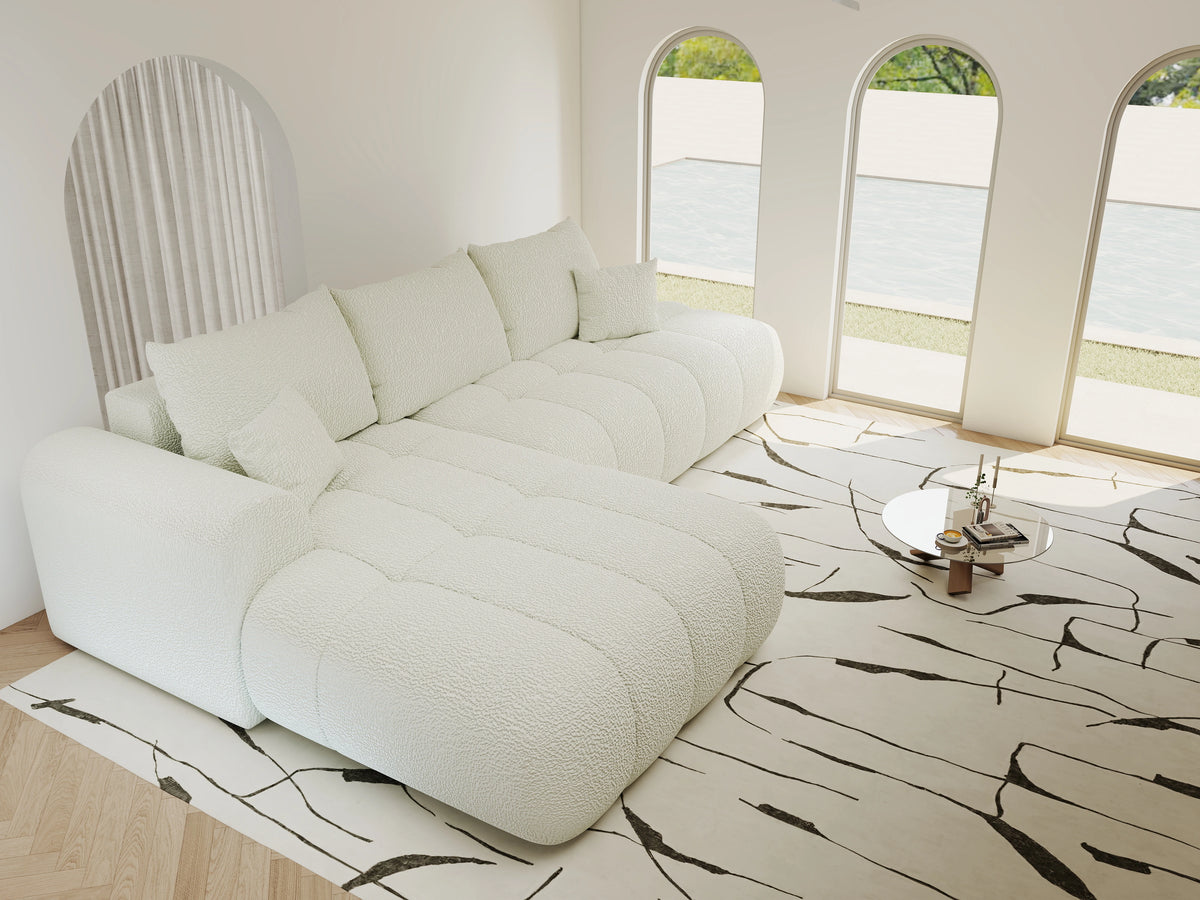Colțar extensibil dumonde Milano L cu un braț Jaguar 01 Ivory 276x175 cm – vedere 9