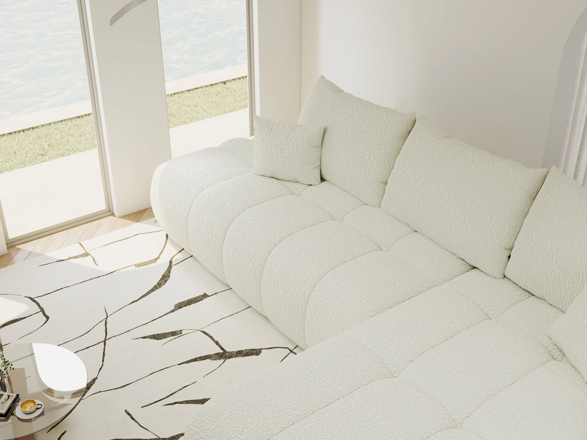 Colțar extensibil dumonde Milano L cu un braț Jaguar 01 Ivory II 276x175 cm – vedere 3