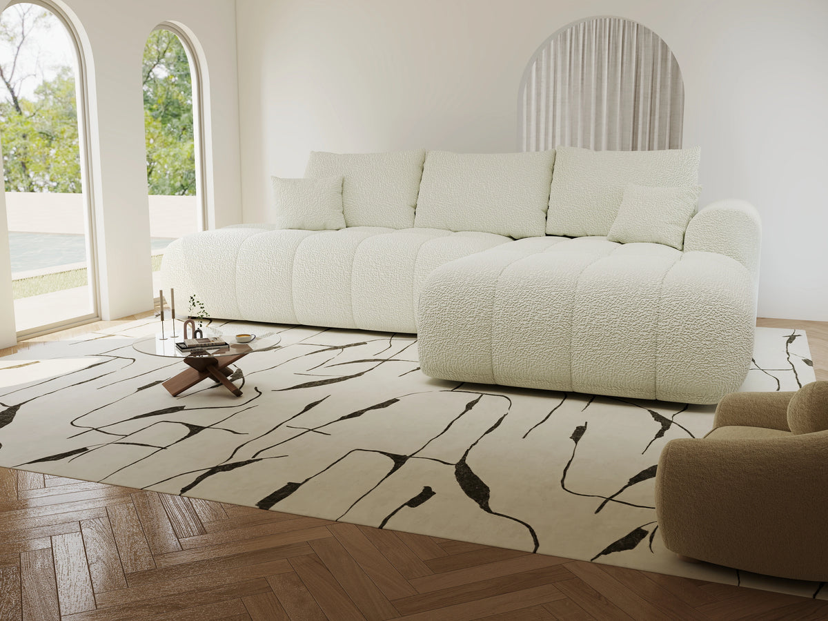 Colțar extensibil dumonde Milano L cu un braț Jaguar 01 Ivory II 276x175 cm – vedere 5