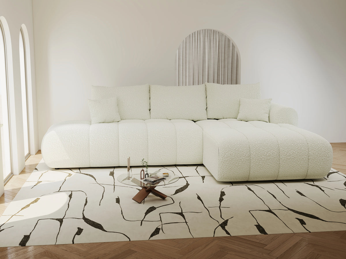 Colțar extensibil dumonde Milano L cu un braț Jaguar 01 Ivory II 276x175 cm – vedere 6