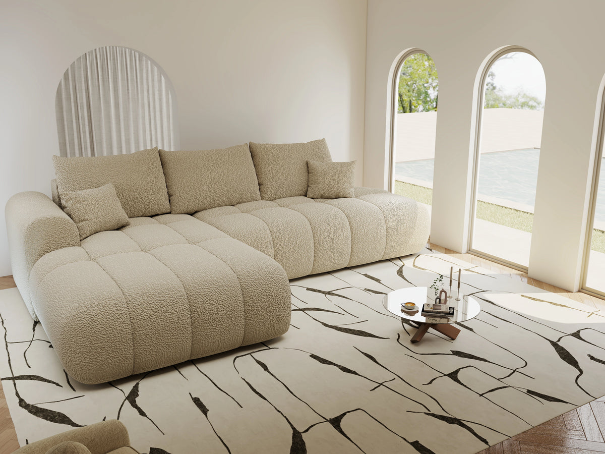 Colțar extensibil dumonde Milano L cu un braț Jaguar 04 Bej 276x175 cm – vedere 4