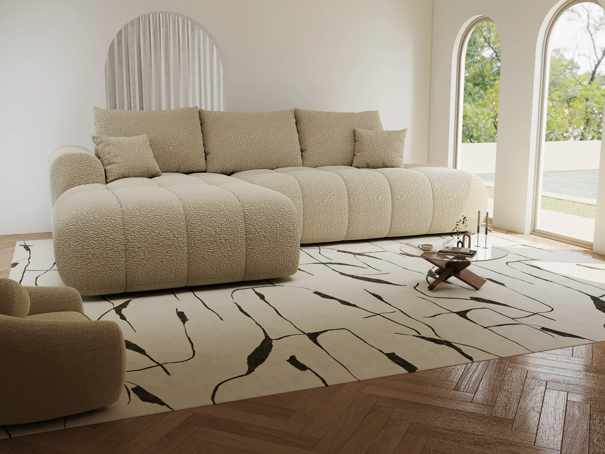 Colțar extensibil dumonde Milano L cu un braț Jaguar 04 Bej 276x175 cm – vedere 5