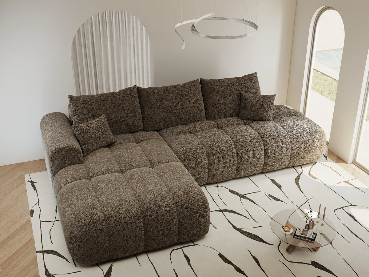 Colțar extensibil dumonde Milano L cu un braț Jaguar 08 Maro Cappuccino 276x175 cm – vedere 1