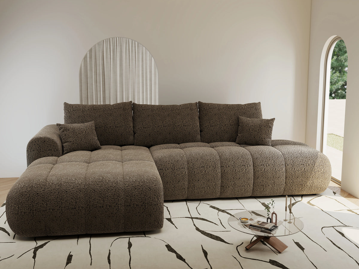 Colțar extensibil dumonde Milano L cu un braț Jaguar 08 Maro Cappuccino 276x175 cm – vedere 2