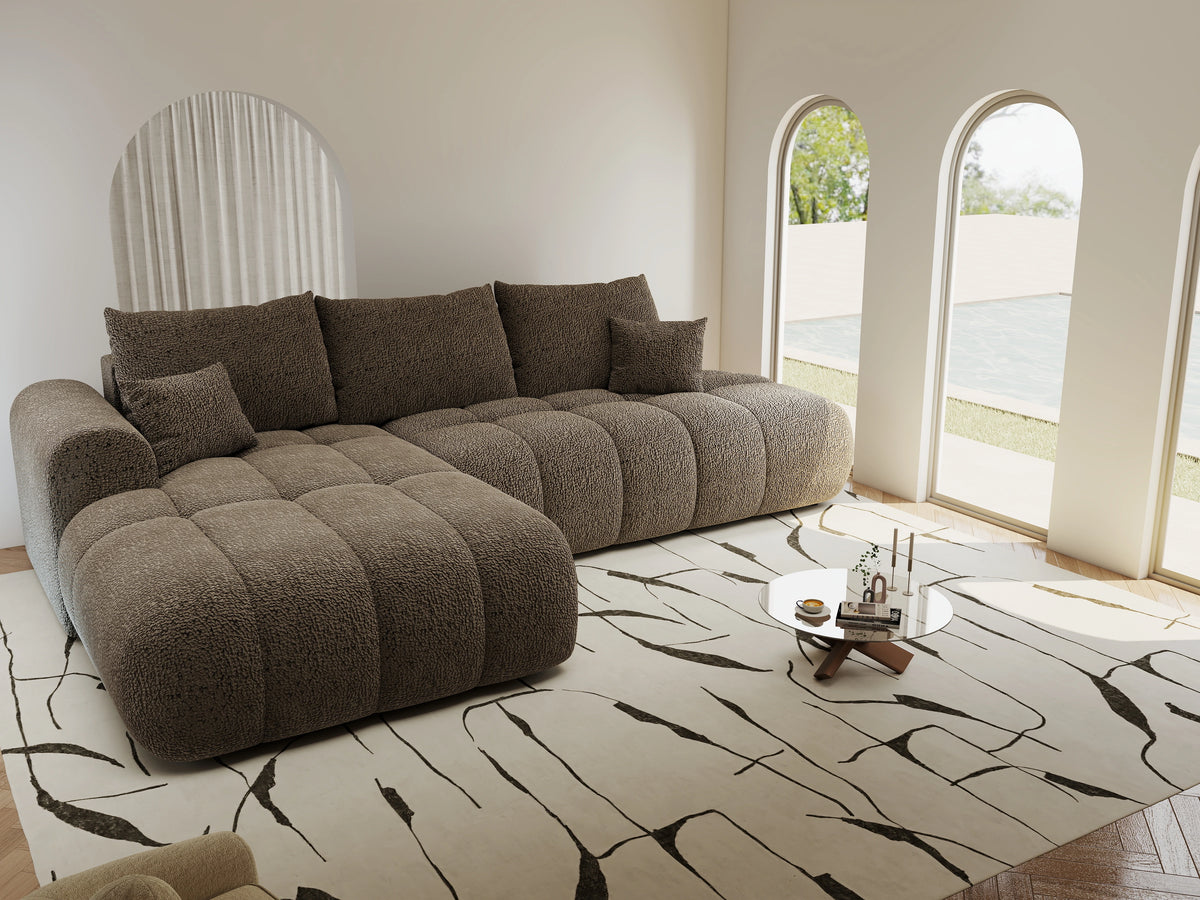 Colțar extensibil dumonde Milano L cu un braț Jaguar 08 Maro Cappuccino 276x175 cm – vedere 4