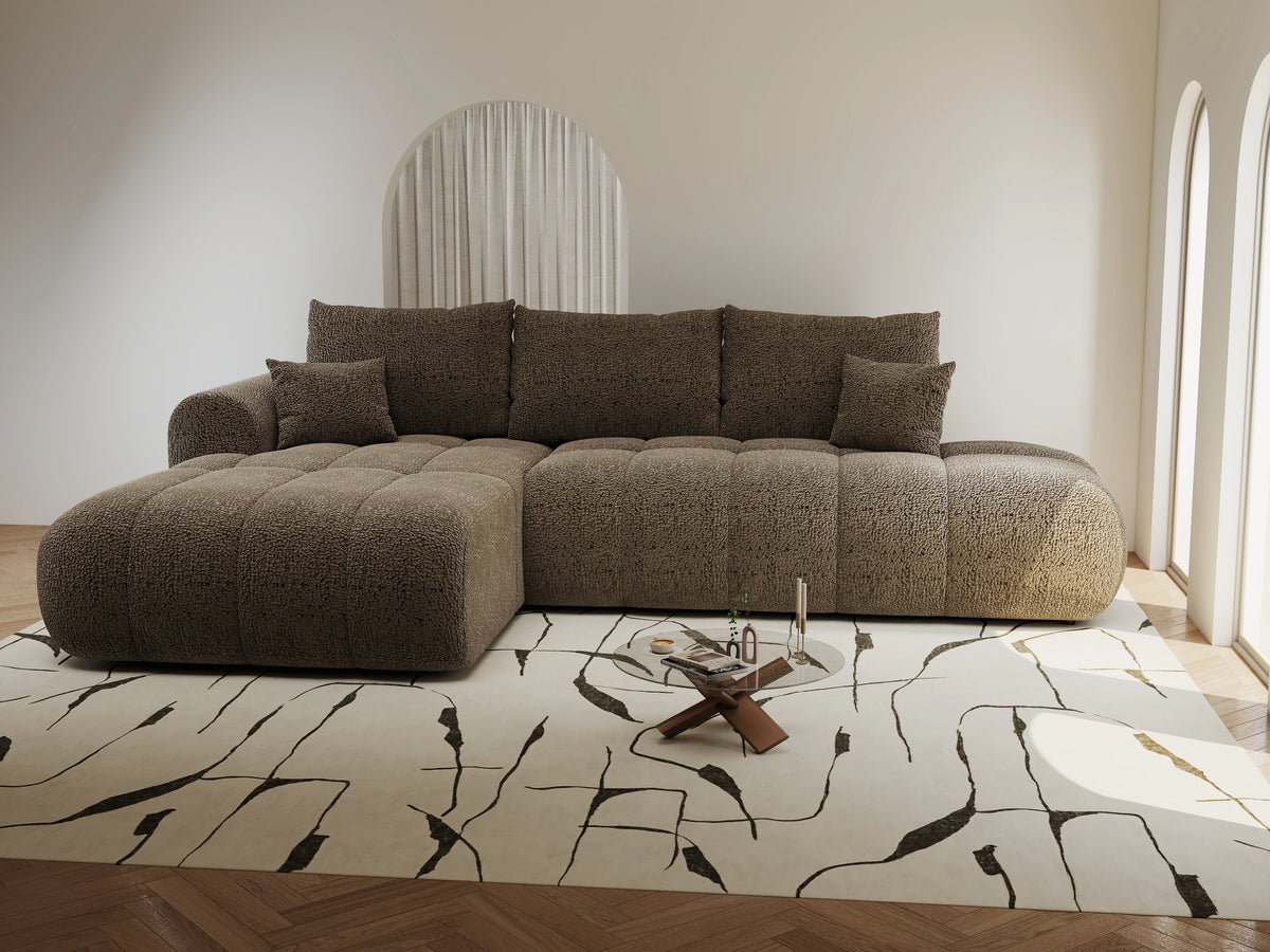 Colțar extensibil dumonde Milano L cu un braț Jaguar 08 Maro Cappuccino 276x175 cm – vedere 6