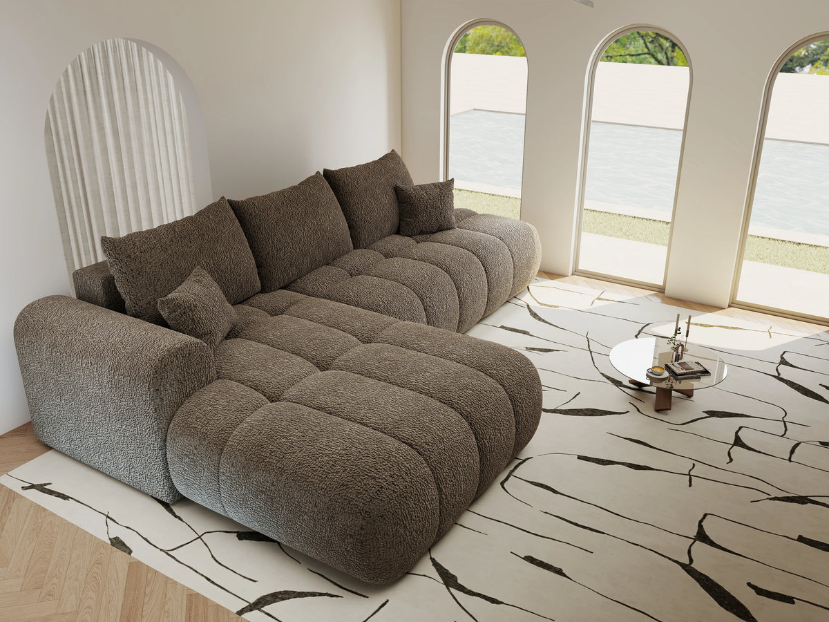 Colțar extensibil dumonde Milano L cu un braț Jaguar 08 Maro Cappuccino 276x175 cm – vedere 9