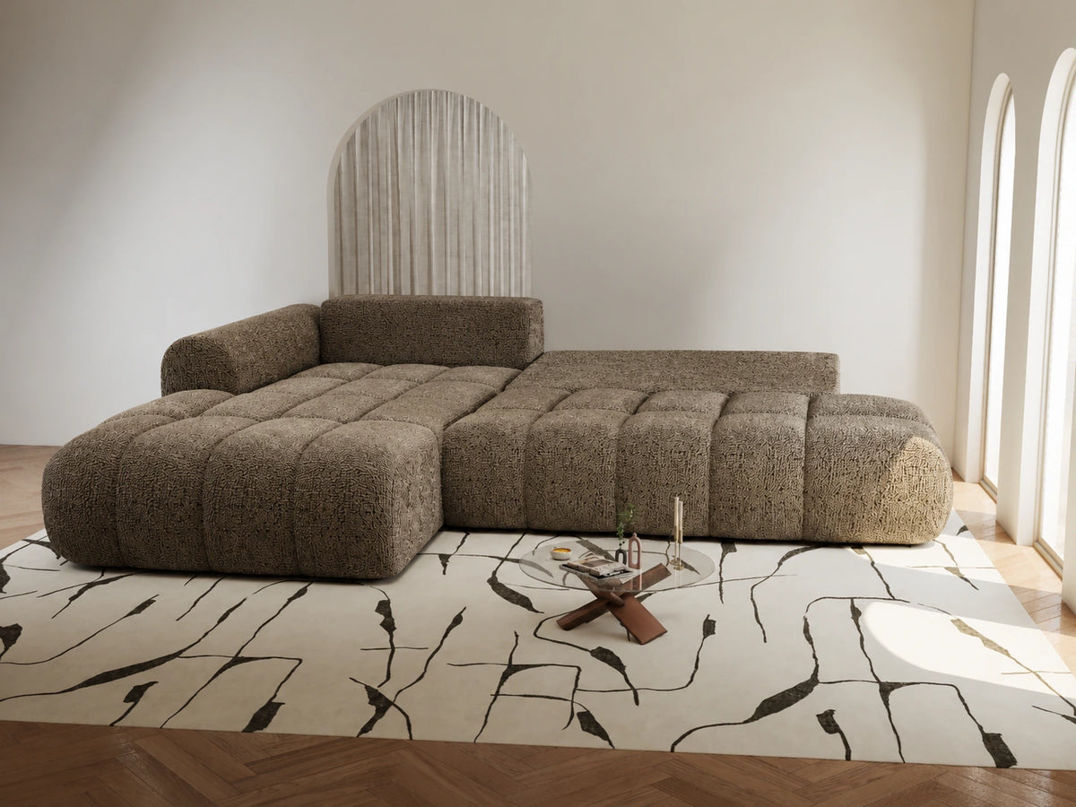 Colțar extensibil dumonde Milano L cu un braț Jaguar 08 Maro Cappuccino 276x175 cm – vedere 10