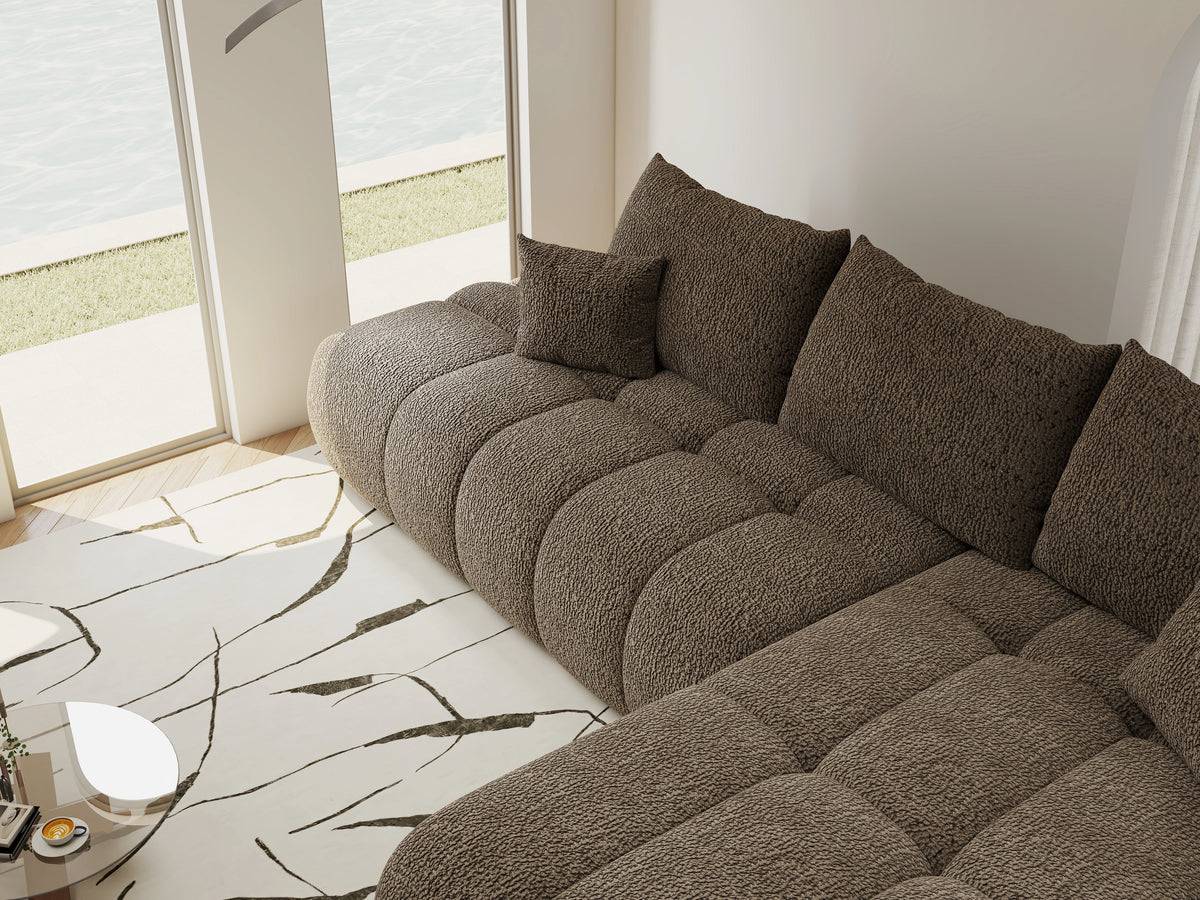 Colțar extensibil dumonde Milano L cu un braț Jaguar 08 Maro Cappuccino II 276x175 cm – vedere 7