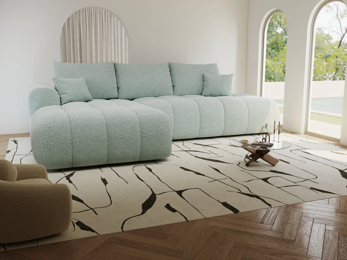 Colțar extensibil dumonde Milano L cu un braț Jaguar 16 Verde Mint 276x175 cm – vedere 5