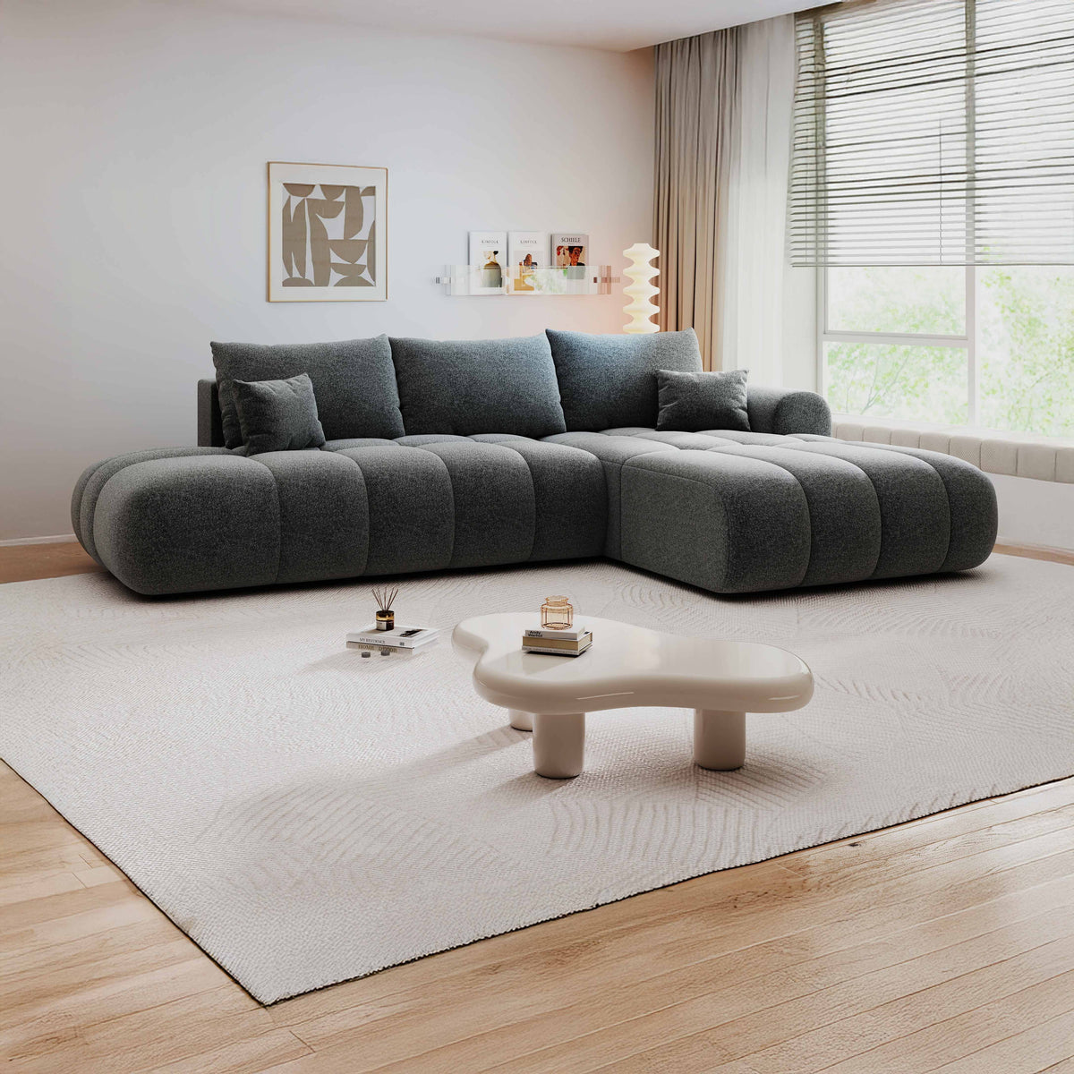Colțar extensibil dumonde Milano L cu un braț Monte 90 Gri II 276x175 cm – imagine principală