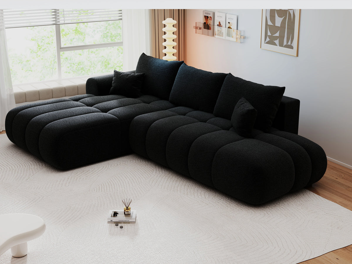 Colțar extensibil dumonde Milano L cu un braț Monte 99 Negru 276x175 cm – vedere 6