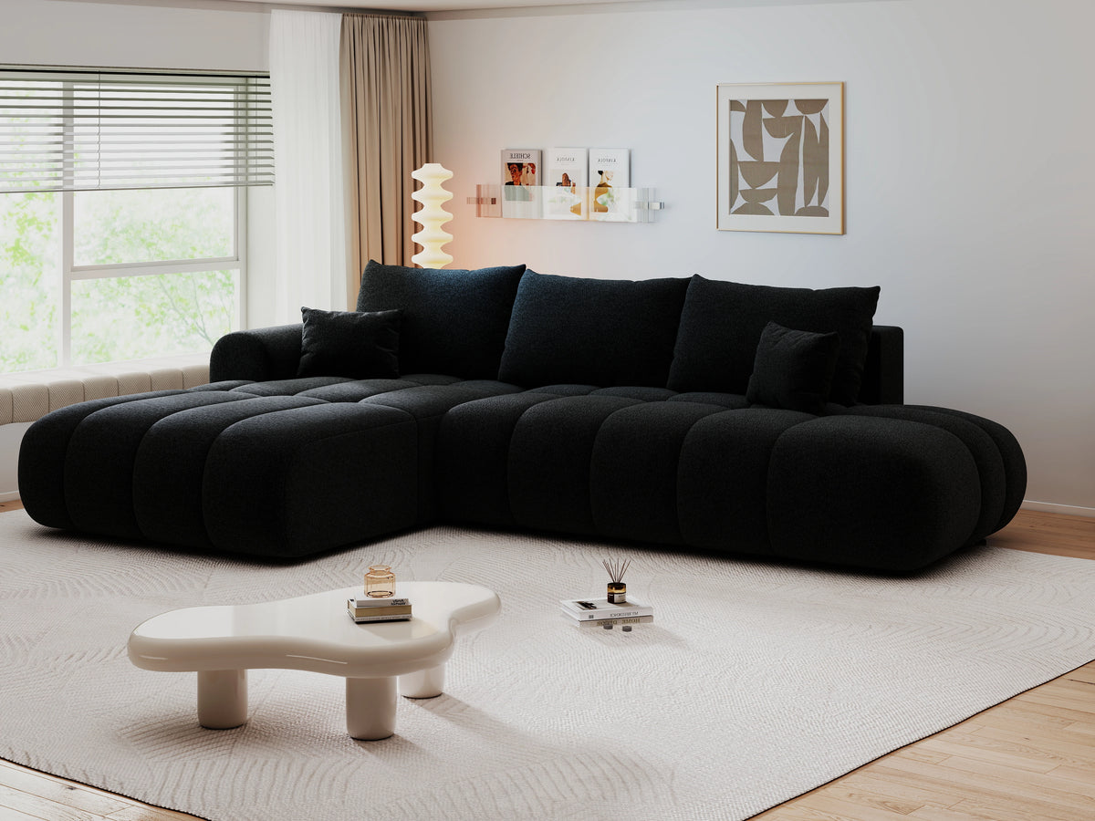Colțar extensibil dumonde Milano L cu un braț Monte 99 Negru 276x175 cm – vedere 8