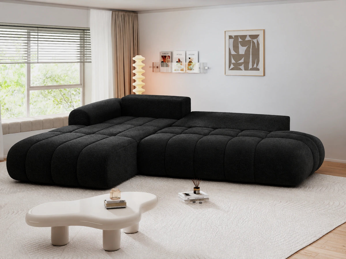 Colțar extensibil dumonde Milano L cu un braț Monte 99 Negru 276x175 cm – vedere 11