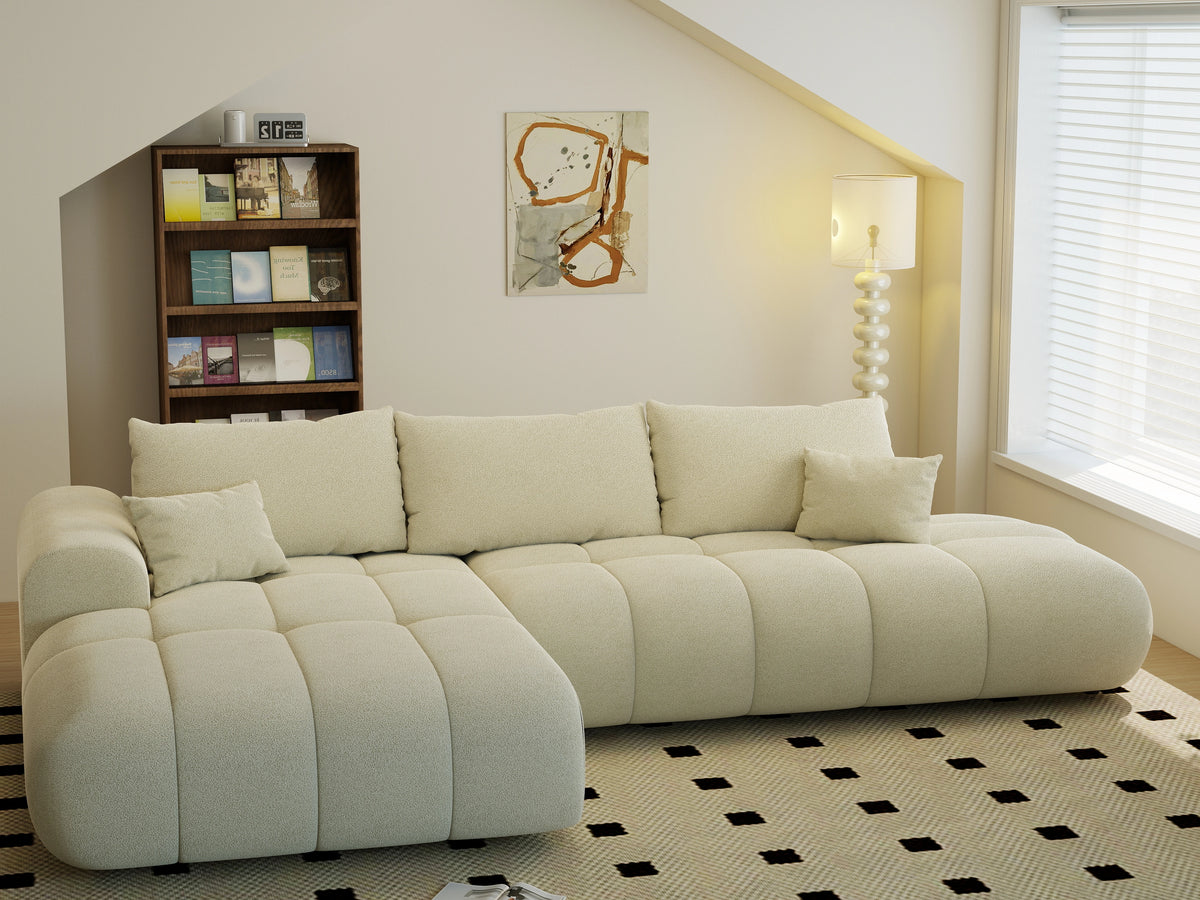 Colțar extensibil dumonde Milano L cu un braț Quelle 02 Bej 276x175 cm – vedere 6