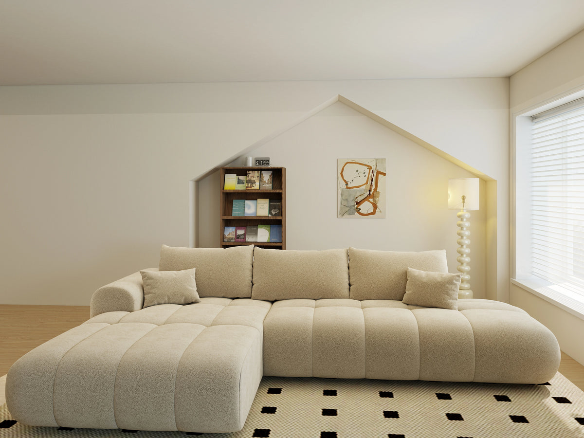 Colțar extensibil dumonde Milano L cu un braț Quelle 05 Bej 276x175 cm – vedere 5