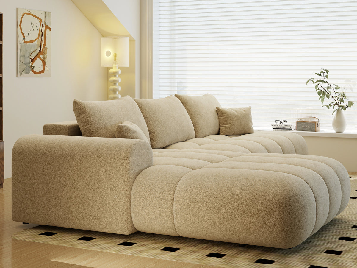 Colțar extensibil dumonde Milano L cu un braț Quelle 05 Bej 276x175 cm – vedere 8