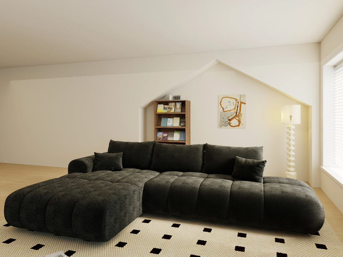 Colțar extensibil dumonde Milano L cu un braț Quelle 100 Negru 276x175 cm – vedere 4