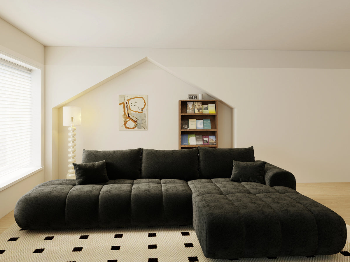 Colțar extensibil dumonde Milano L cu un braț Quelle 100 Negru II 276x175 cm – vedere 5