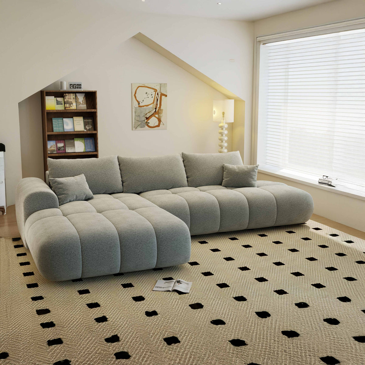 Colțar extensibil dumonde Milano L cu un braț Quelle 83 Gri 276x175 cm – imagine principală