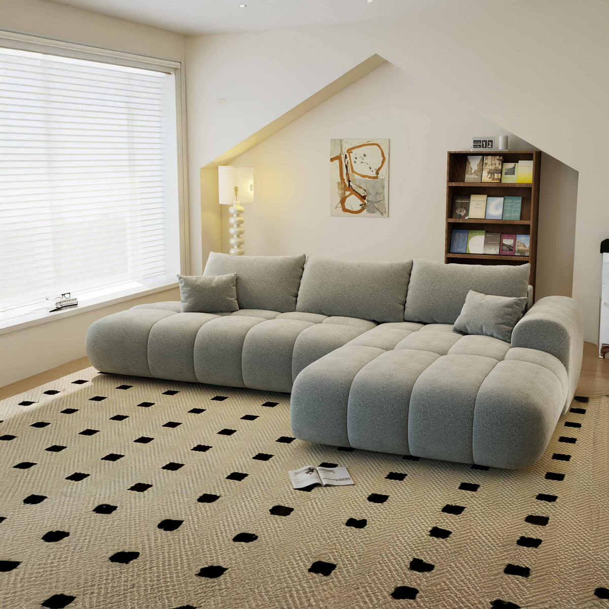 Colțar extensibil dumonde Milano L cu un braț Quelle 83 Gri II 276x175 cm – imagine principală