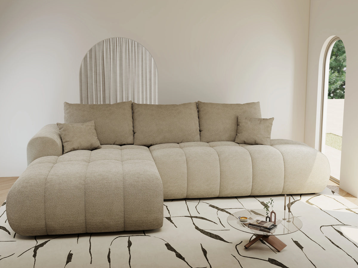 Colțar extensibil dumonde Milano L cu un braț Vibe 06 Bej 276x175 cm – vedere 2