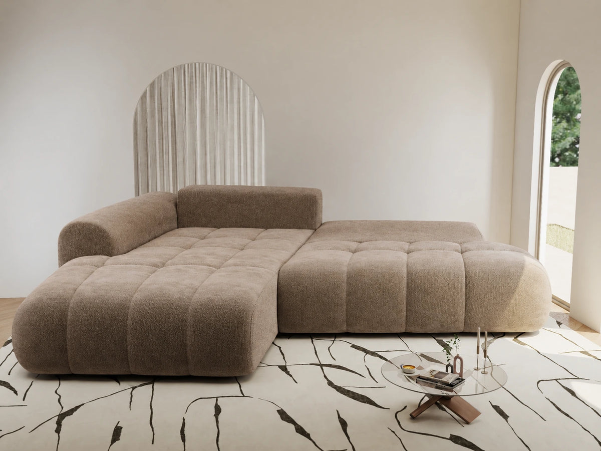 Colțar extensibil dumonde Milano L cu un braț Vibe 19 Maro 276x175 cm – vedere 1