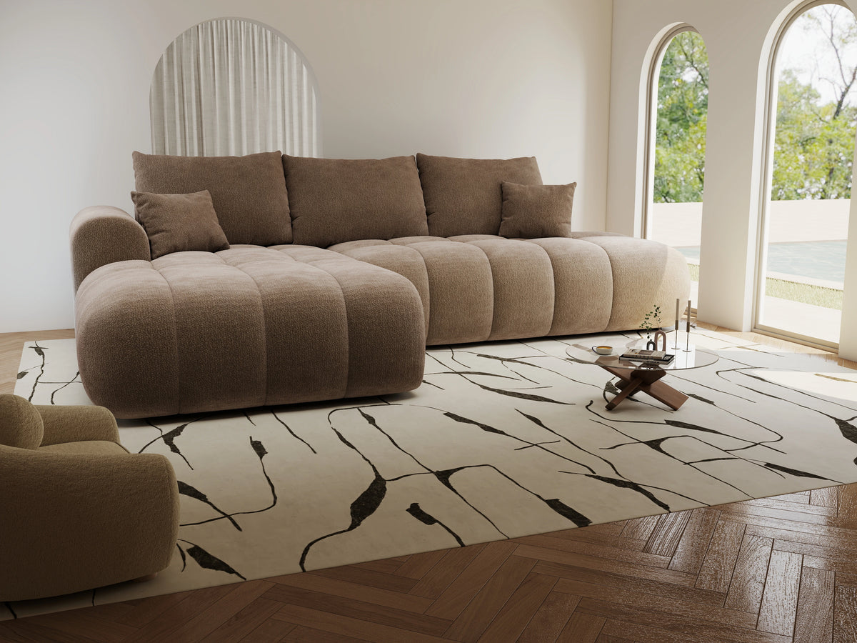 Colțar extensibil dumonde Milano L cu un braț Vibe 19 Maro 276x175 cm – vedere 6