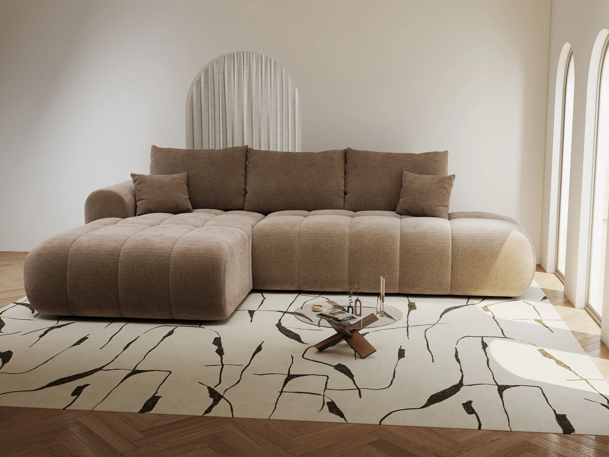 Colțar extensibil dumonde Milano L cu un braț Vibe 19 Maro 276x175 cm – vedere 7
