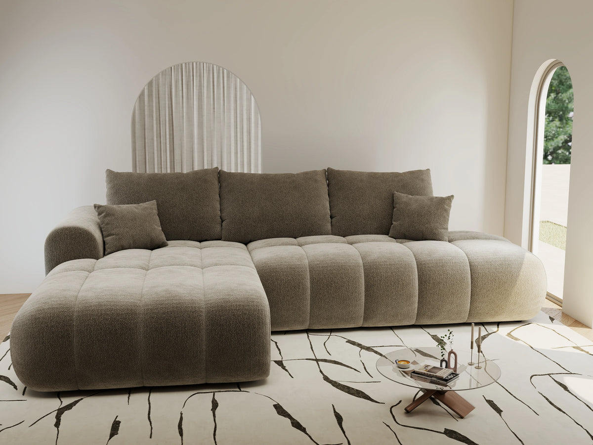 Colțar extensibil dumonde Milano L cu un braț Vibe 21 Maro 276x175 cm – vedere 2