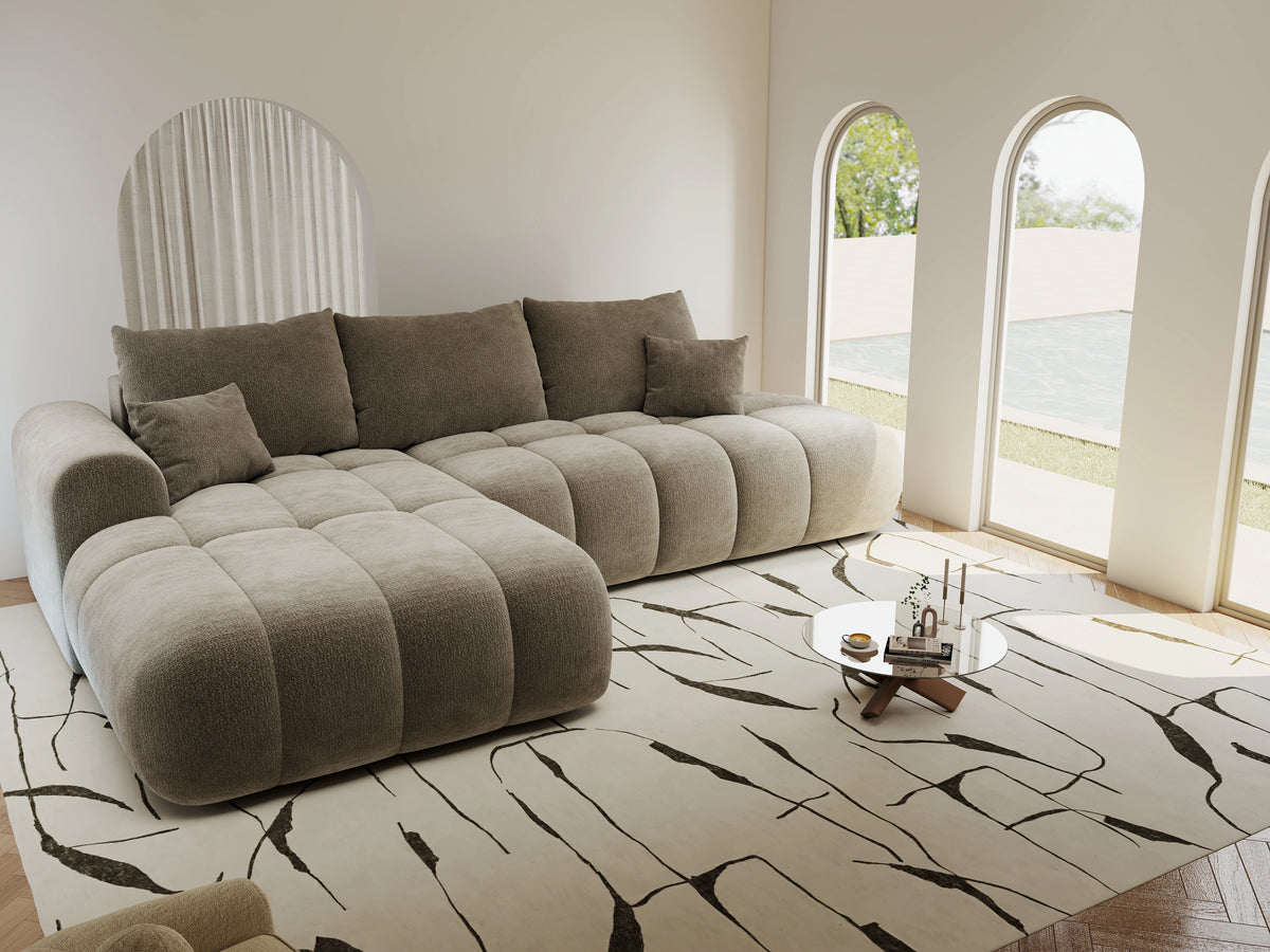 Colțar extensibil dumonde Milano L cu un braț Vibe 21 Maro 276x175 cm – vedere 4