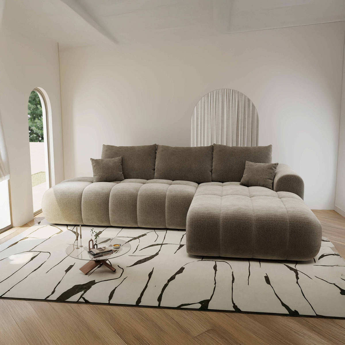 Colțar extensibil dumonde Milano L cu un braț Vibe 21 Maro II 276x175 cm – imagine principală
