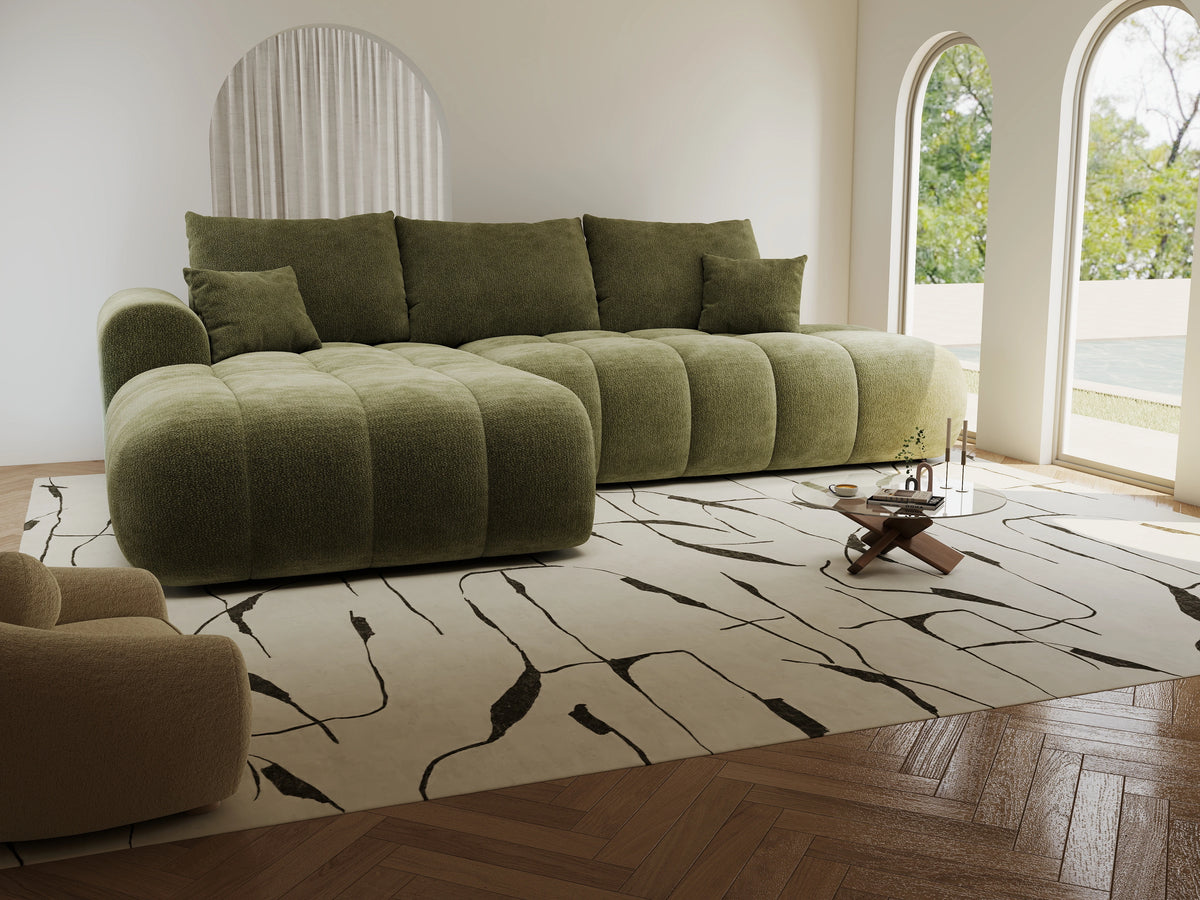 Colțar extensibil dumonde Milano L cu un braț Vibe 38 Olive 276x175 cm – vedere 5