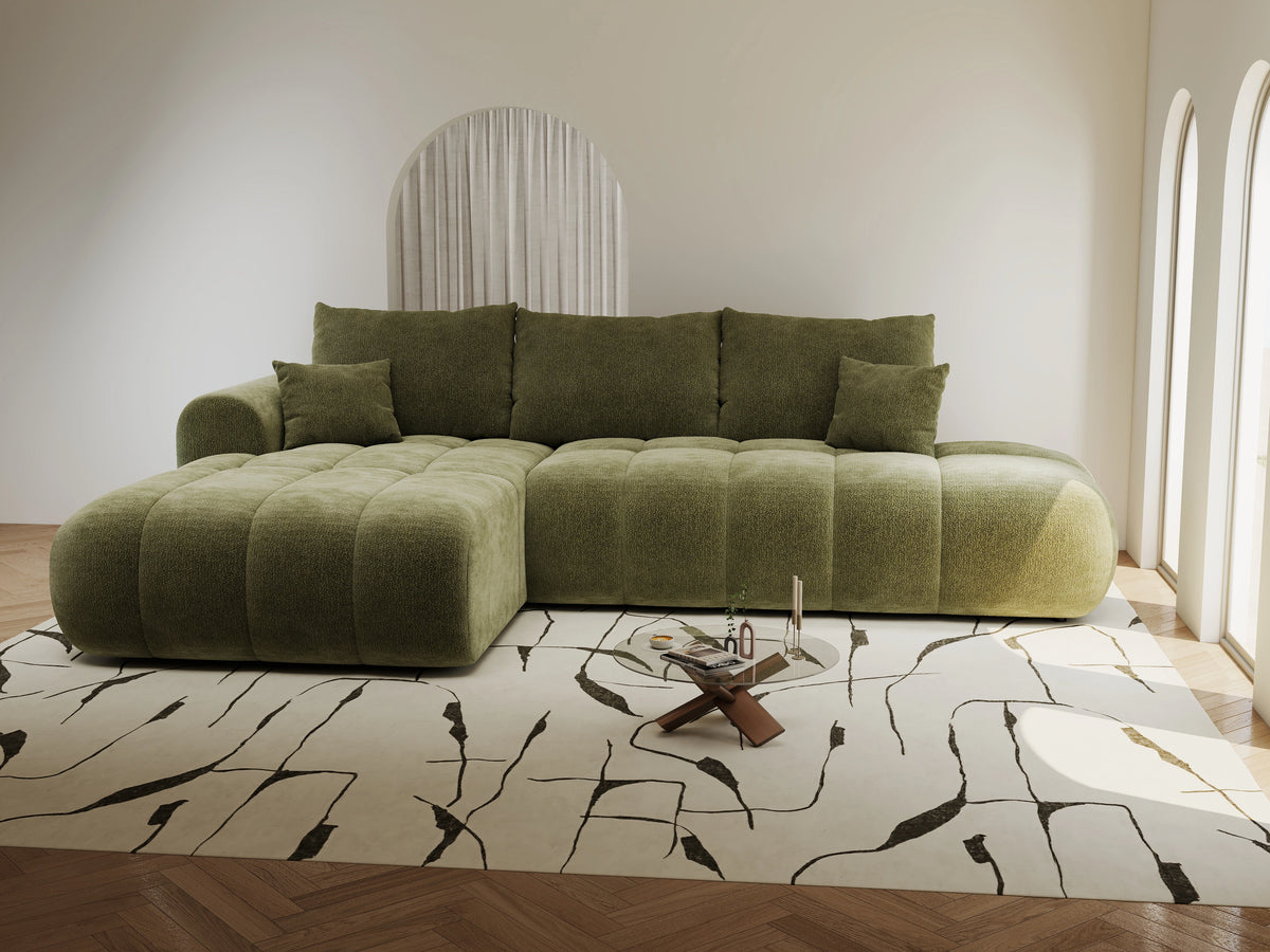 Colțar extensibil dumonde Milano L cu un braț Vibe 38 Olive 276x175 cm – vedere 6
