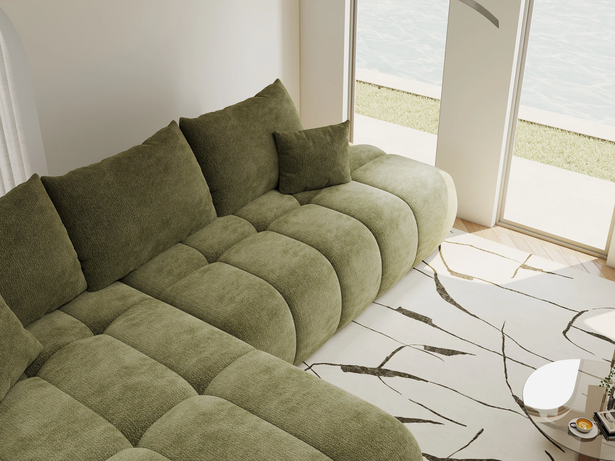 Colțar extensibil dumonde Milano L cu un braț Vibe 38 Olive 276x175 cm – vedere 7