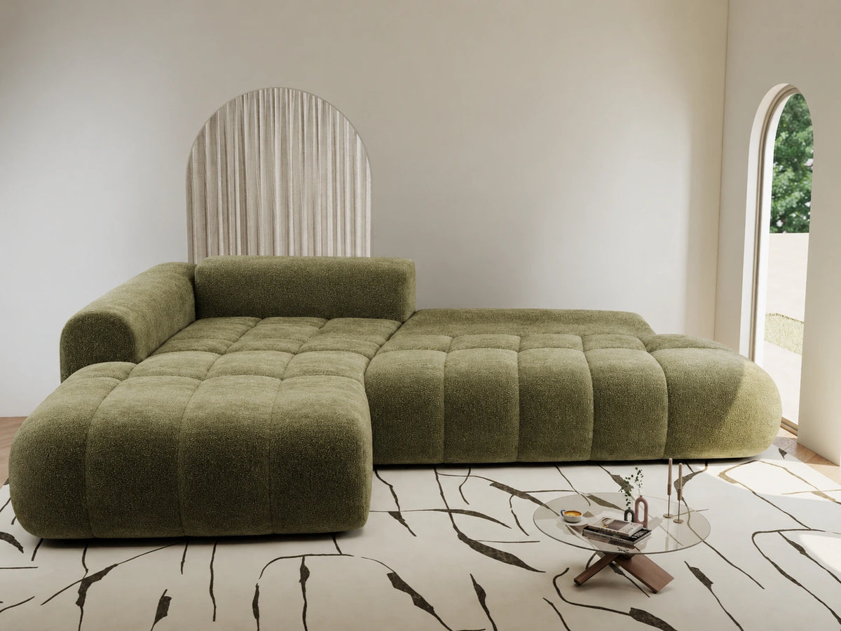 Colțar extensibil dumonde Milano L cu un braț Vibe 38 Olive 276x175 cm – vedere 10