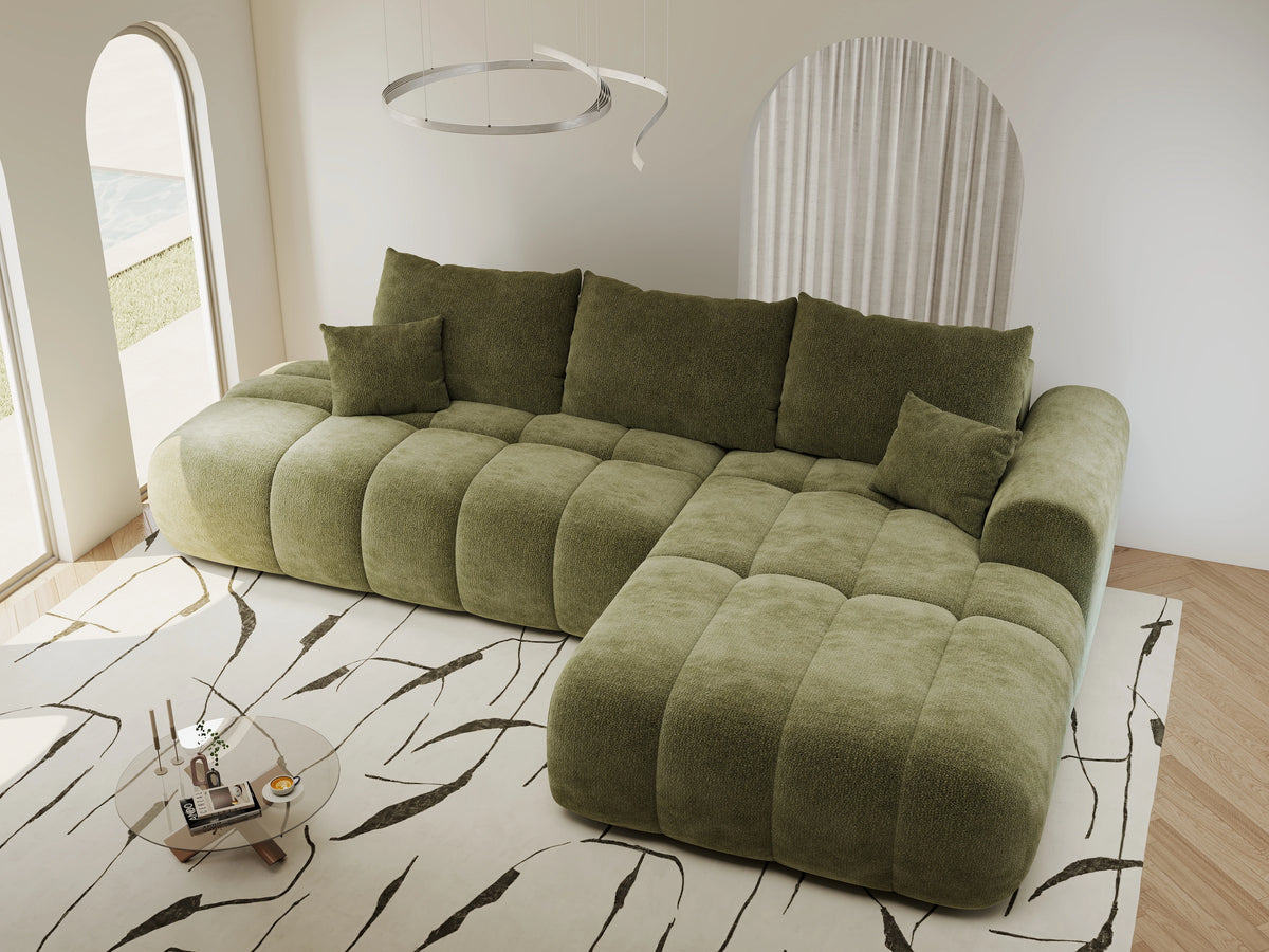 Colțar extensibil dumonde Milano L cu un braț Vibe 38 Olive II 276x175 cm – vedere 1