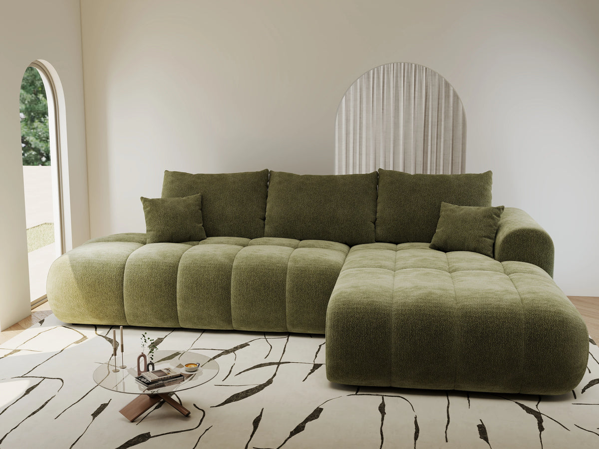Colțar extensibil dumonde Milano L cu un braț Vibe 38 Olive II 276x175 cm – vedere 2