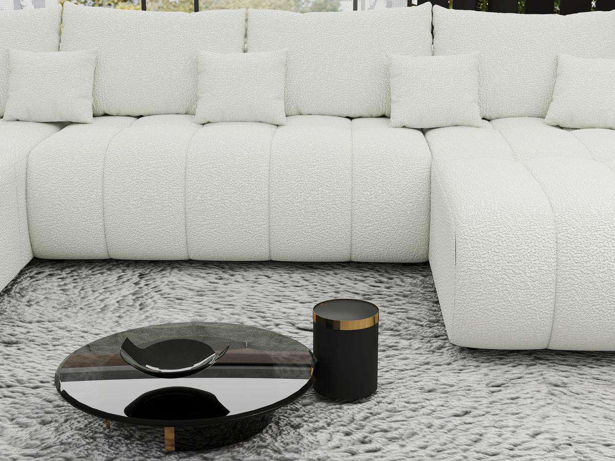 Colțar extensibil dumonde Milano U Jaguar Ivory 365x190 cm – vedere 1