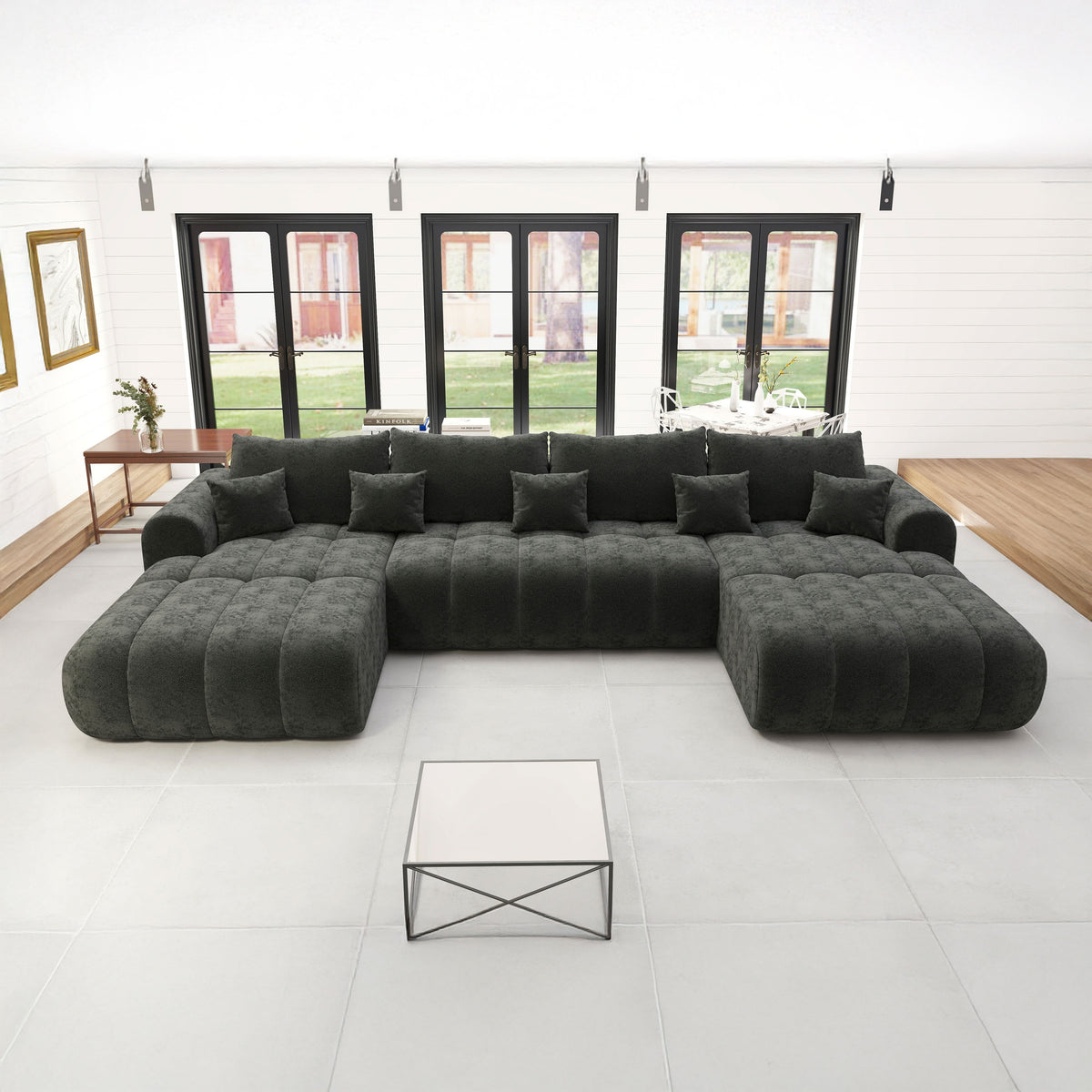 Colțar extensibil dumonde Milano U Quelle Negru 365x190 cm – imagine principală