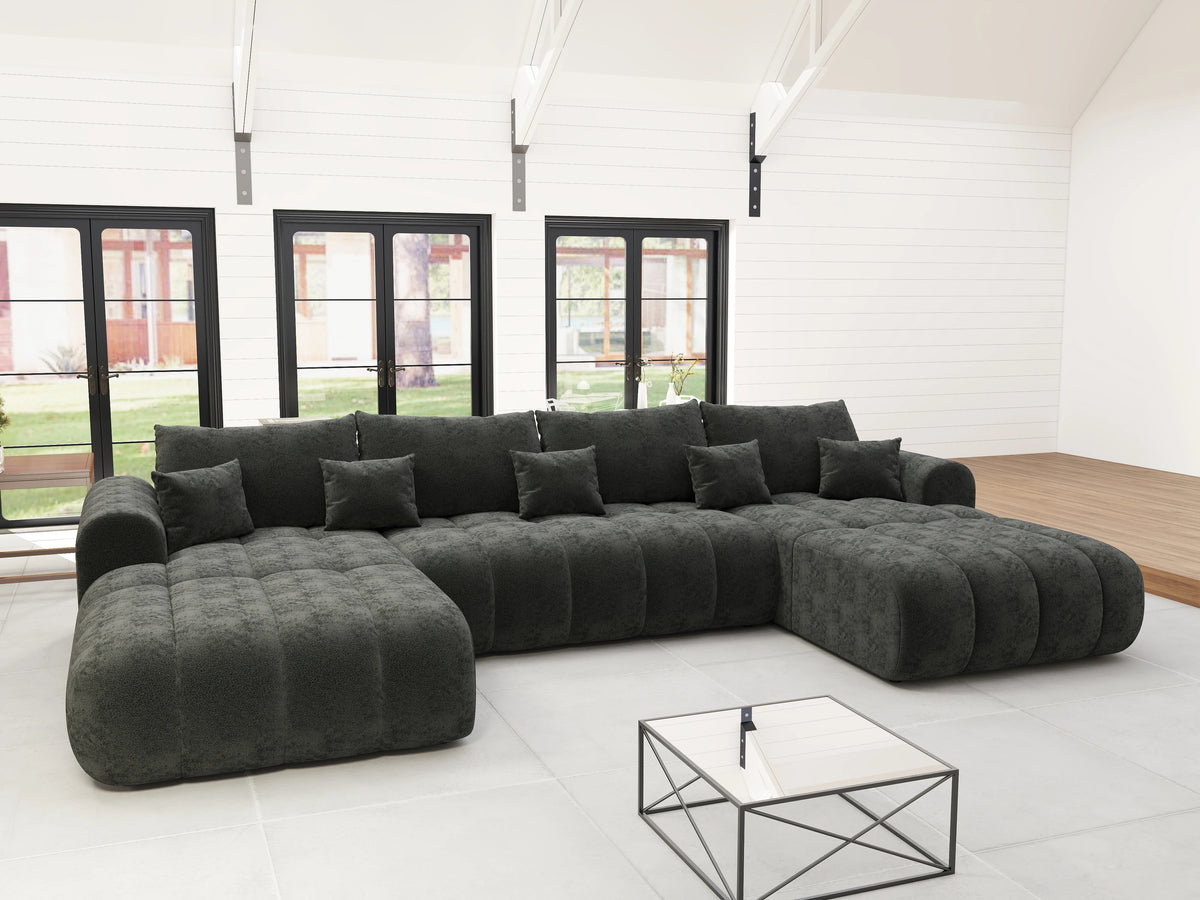 Colțar extensibil dumonde Milano U Quelle Negru 365x190 cm – vedere 6