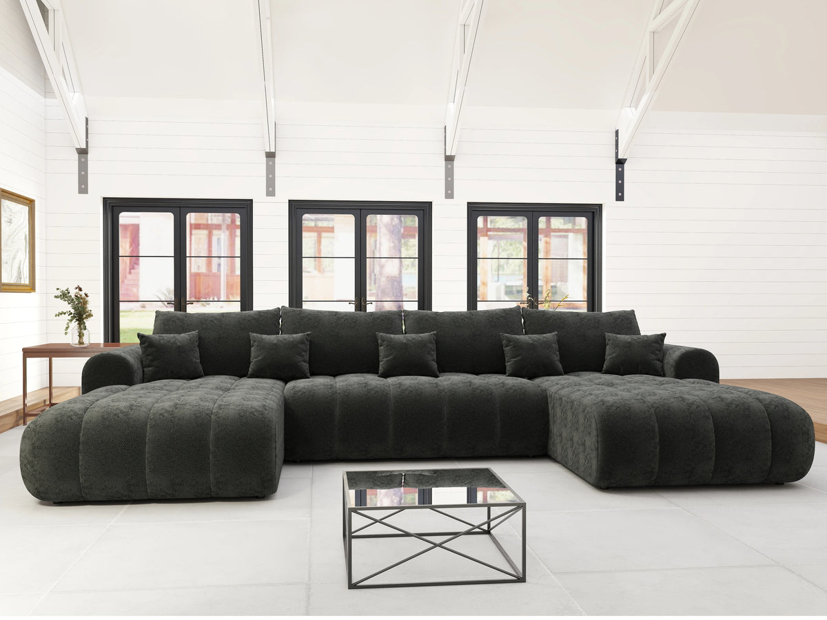 Colțar extensibil dumonde Milano U Quelle Negru 365x190 cm – vedere 7