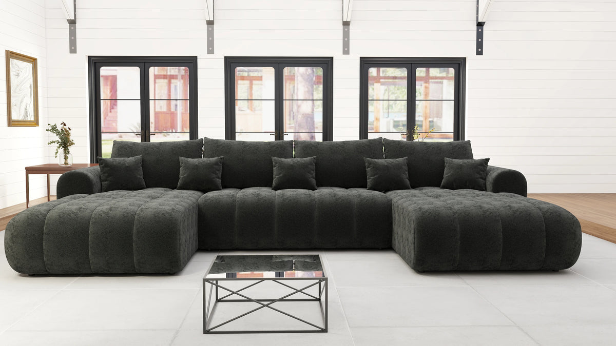 Colțar extensibil dumonde Milano U Quelle Negru 365x190 cm – vedere 8