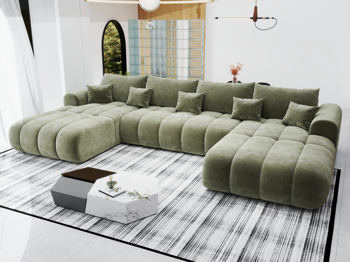 Colțar extensibil dumonde Milano U Vibe Olive 365x190 cm – vedere 3