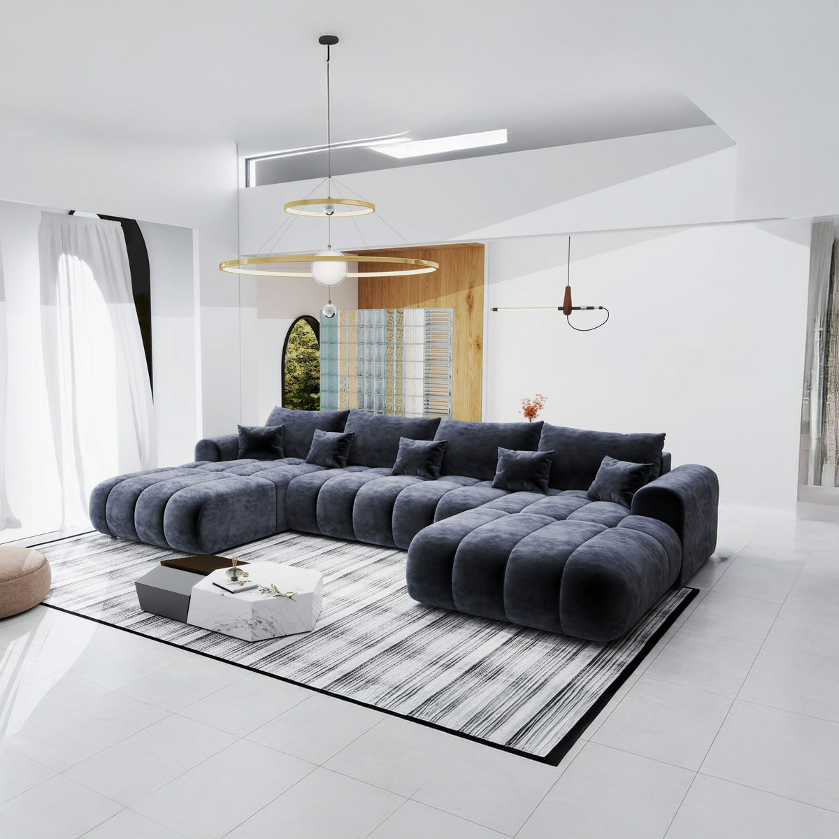 Colțar extensibil dumonde Milano U Vibe Gri Antracit 365x190 cm – imagine principală